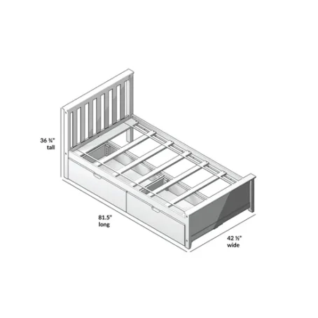 Single Wooden Guest Bed with Storage and Trundle – Sander Single bed Single single bed with drawers julood art