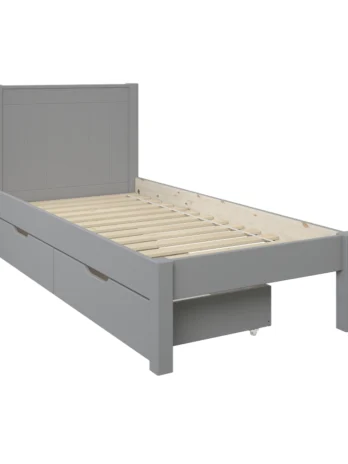 Classic Low End Single Bed in Grey with a Pair of Drawers